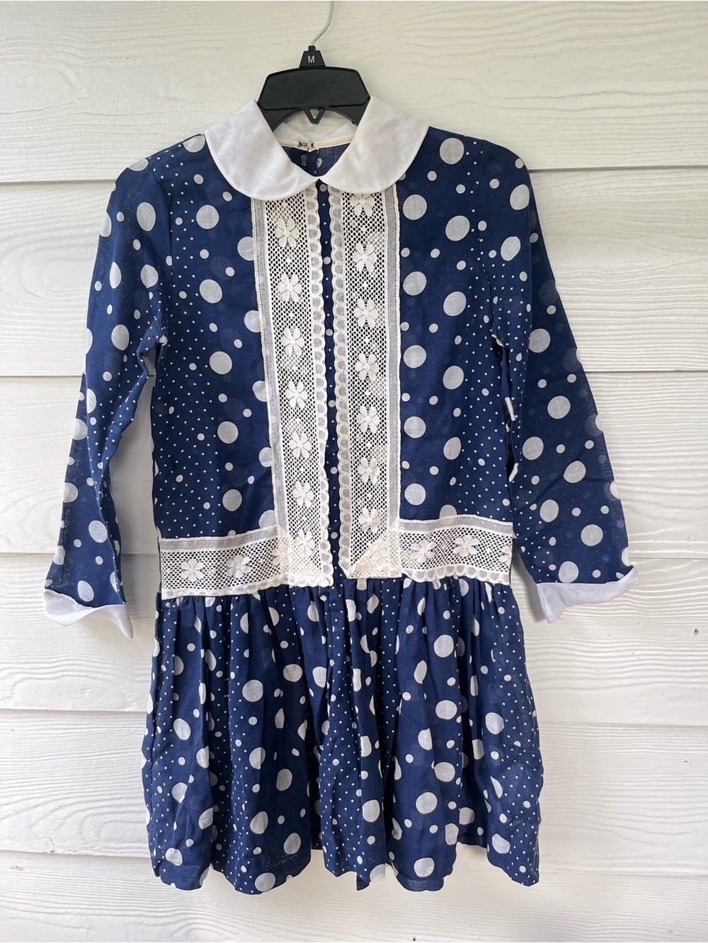 Vintage Youngland 1960s Mod Polka Dot Peter Pan Collar Long Sleeve Dress XS